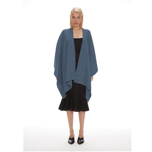 NWT Maison de Papillon Red Pure Cashmere Heavy Knit Rib Knit Cape Womens Size S - Picture 11 of 11